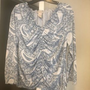 Apostrophe Pastel Blue and White Top